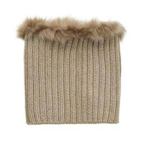 Zara Girls Ribbed Faux Fur Neck Warmer Taupe Brown Metallic Knit OS